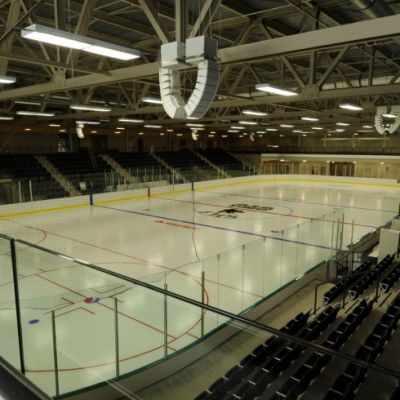 Interior of medium-sized hockey arena