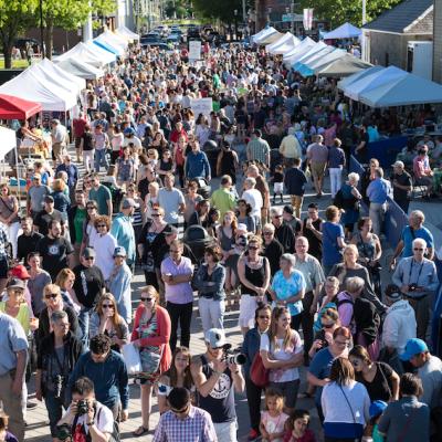 Crowd at outdoor market