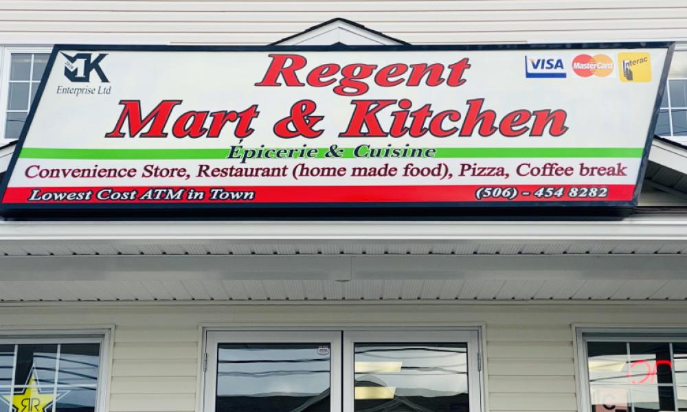 the regent mart & kitchen building sign